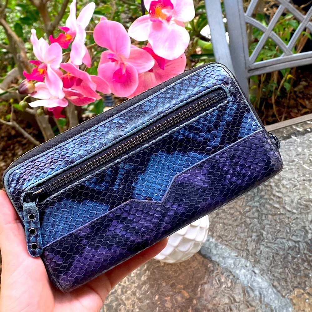 Rebecca Minkoff Blue & Purple Snakeskin Zip Wallet - Picture 7 of 16